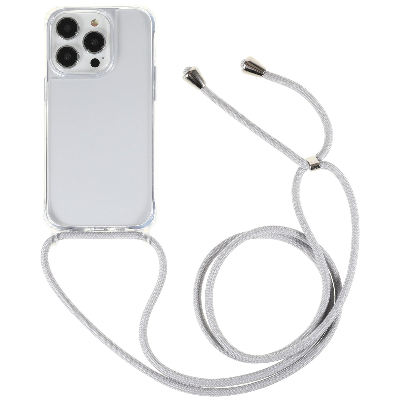 Clear Phone Cover for iPhone 14 Pro Max, TPU+Acrylic Anti-drop Phone Case with Lanyard - White Clear Phone Cover for iPhone 14 Pro Max, TPU+Acrylic Anti-drop Phone Case with Lanyard - White